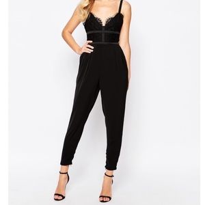 Keepsake Interlude Black Lace Jumpsuit XS